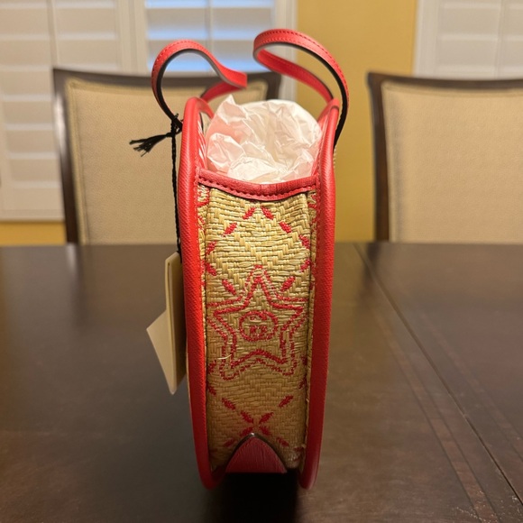 New Gucci GG Star Logo Raffia Snail Bag Tote - Picture 8 of 12